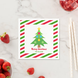 Klassieke kerstboom rood en groen feestpapier servet