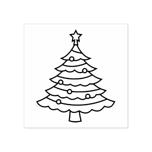 Klassieke kerstboom 	rubberstempel (Afrduk)