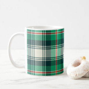 Klassieke kerstfeestdag Groene Tartan Pset Koffiemok