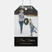 Klassieke kerstfoto Black Cadeaulabel (Achterkant)