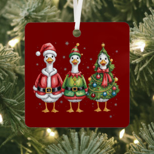 Klassieke Kerstgans Sinterklaas Eend Grappige Gans Metalen Ornament