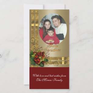 Klassieke kerstkaart in rood en goud