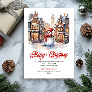 Klassieke kerstkaart met vakantietaferelen