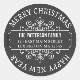 Klassieke kerstkaart ronde sticker