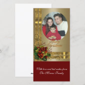 Klassieke kerstkaart rood en goud (Voorkant / Achterkant)