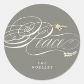 Klassieke kerstkalligrafiefilter ronde sticker (Voorkant)