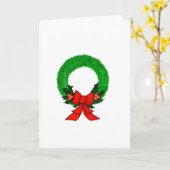 Klassieke Kerstkrans met Rode Strik Kaart (Gele Bloem)
