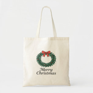 Klassieke Kerstkrans – Minimalistische Prettig Ker Tote Bag