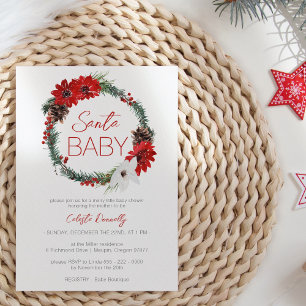 Klassieke Kerstkrans Santa Baby Shower Kaart