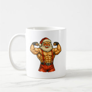 Klassieke Kerstman Bodybuilder Grappige Kerst Koffiemok