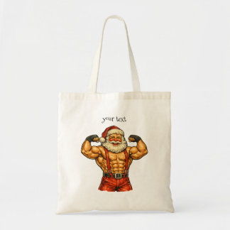Klassieke Kerstman Bodybuilder Grappige Kerst Tote Bag