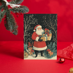 Klassieke Kerstman Cadeaus Oude Kerstmis Feestdagenkaart