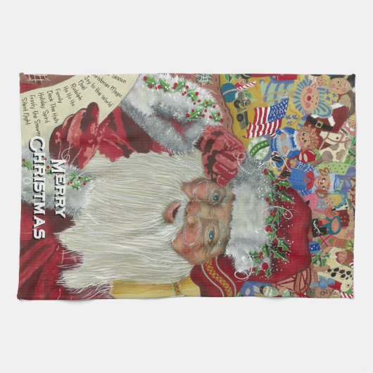 Klassieke Kerstman Controle Het Twee keer Keuken H Theedoek (Horizontaal)