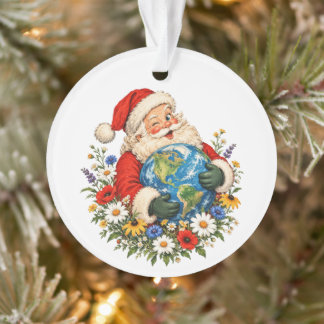 Klassieke Kerstman die de Aarde omhelst met wilde Ornament