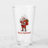 Klassieke Kerstman die Kerstcadeaus brengt Glas (Achterkant)