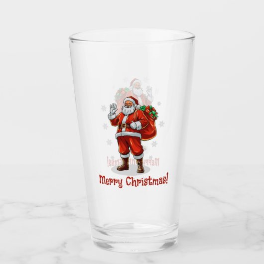 Klassieke Kerstman die Kerstcadeaus brengt Glas (Voorkant)