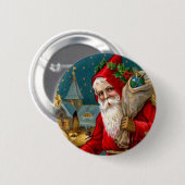 Klassieke Kerstman en Der Kerstmis Ronde Button 5,7 Cm (Voorkant /achterkant)