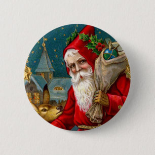 Klassieke Kerstman en Der Kerstmis Ronde Button 5,7 Cm
