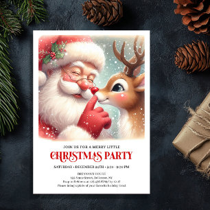 Klassieke Kerstman en Rudolph Kerstfeest Uitnodigi Kaart