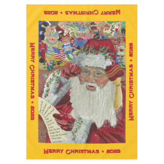 Klassieke Kerstman - Gouden Kerstmis op Maat Tafelkleed