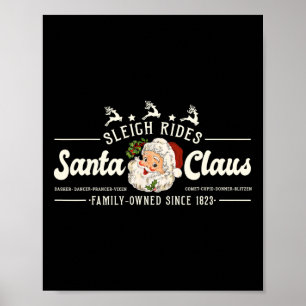 Klassieke Kerstman Kerst slee ritten rendier Retro Poster
