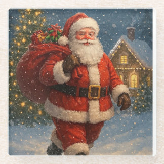 Klassieke Kerstman Kerst Winter Wonderland Glazen Onderzetter