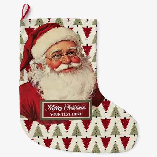 Klassieke Kerstman Kerstkous Retro Chic Grote Kerstsok (Voorkant)