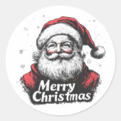 Klassieke Kerstman Kerststickers Ronde Sticker (Voorkant)
