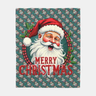 Klassieke Kerstman Merry Christmas Illustratie Pat Fleece Deken