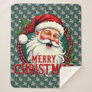 Klassieke Kerstman Merry Christmas Illustratie Pat Sherpa Deken