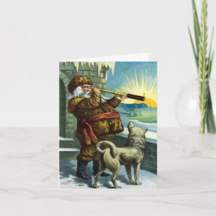 Klassieke Kerstman met Husky Bedankt