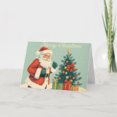 Klassieke Kerstman met Kerstboom Kaart (Voorkant)