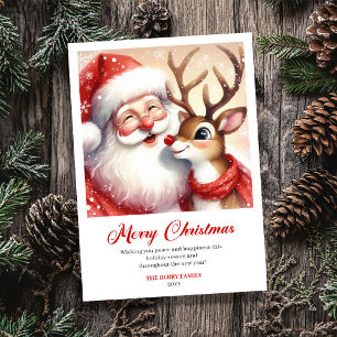 Klassieke Kerstman met Rudolph Kerstgroet Feestdagenkaart