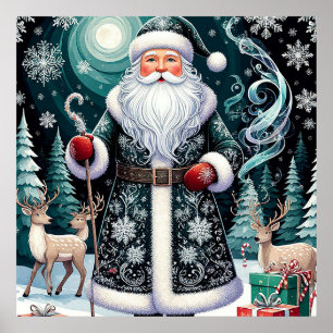 Klassieke Kerstman Muurdecoratie voor de Kerstkame Poster