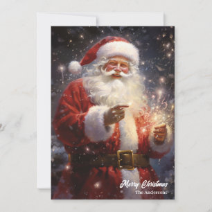 Klassieke Kerstman op feestelijke avond met lichte Feestdagenkaart
