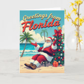 Klassieke Kerstman op het Strand - Florida Kaart (Gele Bloem)