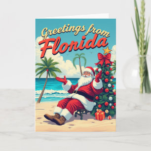 Klassieke Kerstman op het Strand - Florida  Kaart