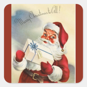 Klassieke Kerstman Prettig Kerstfeest voor Iederee Vierkante Sticker