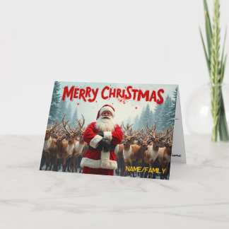 Klassieke Kerstman & Rendieren Feestdagen Kaart