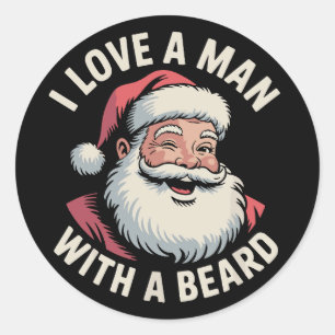 Klassieke Kerstman Retro Ik Hou van een Man met ee Ronde Sticker