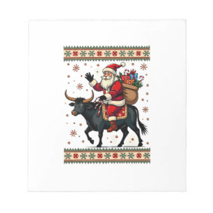 Klassieke Kerstman rijdt op Highland Koe Kerst Vec Notitieblok