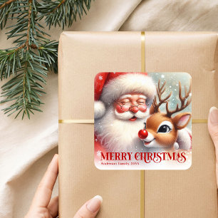 Klassieke Kerstman Rudolph Persoonlijke Prettig Ke Vierkante Sticker