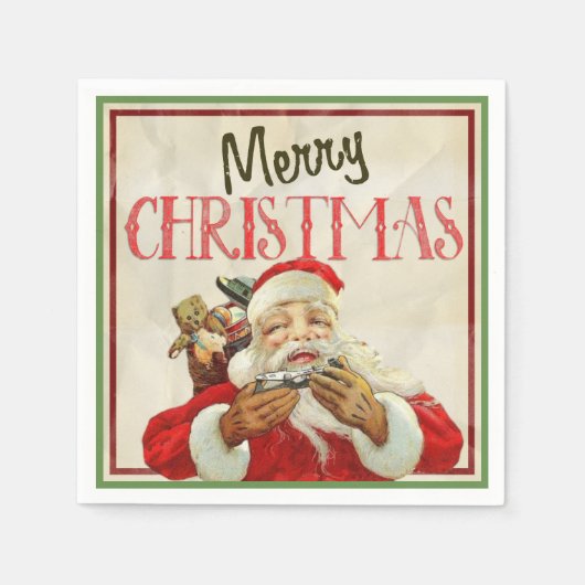 Klassieke  kerstman servetten (Voorkant)