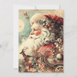 Klassieke Kerstman slee Kerstcadeaus Maan Feestdagenkaart