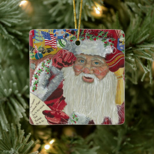 Klassieke Kerstman - Twee keer 2-zijdig controlere Keramisch Ornament