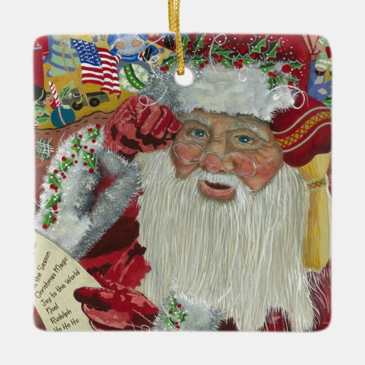 Klassieke Kerstman - Twee keer 2-zijdig controlere Keramisch Ornament (Voorkant)