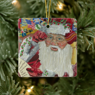 Klassieke Kerstman - Tweemaal controleren 2-zijdig Keramisch Ornament