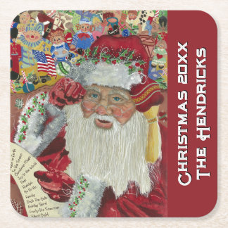 Klassieke Kerstman Vakantie 20XX — Aangepast voor Vierkante Kartonnen Onderzetter