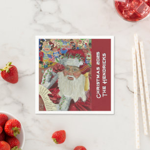 Klassieke Kerstman Vakantie 20XX — Op maat gemaakt Servet