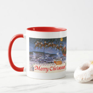 Klassieke Kerstman vliegt met zijn slee Mok